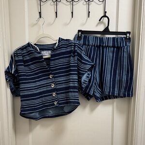 Striped Navy Crop Top